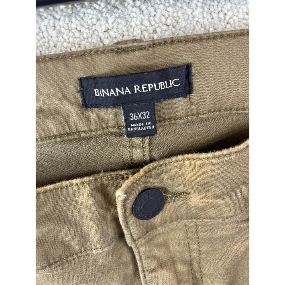 Banana Republic Traveler Pants Mens 36x32‎ Brown Slim Fit Stretch Cotton Chino
